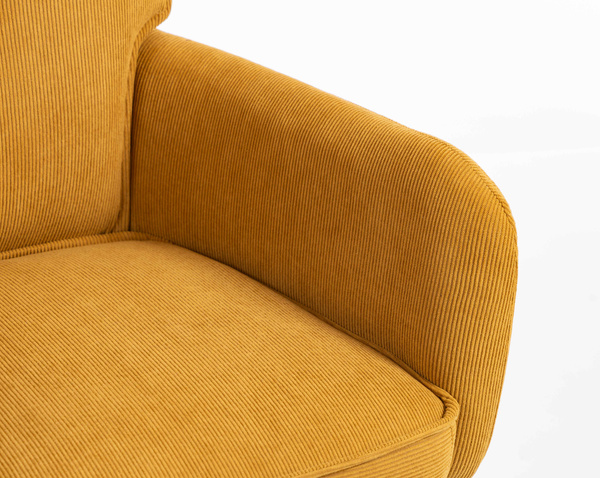 HR250N Scaun Catifea Reiată Premium Ruloare Curry Galben Bază Neagră