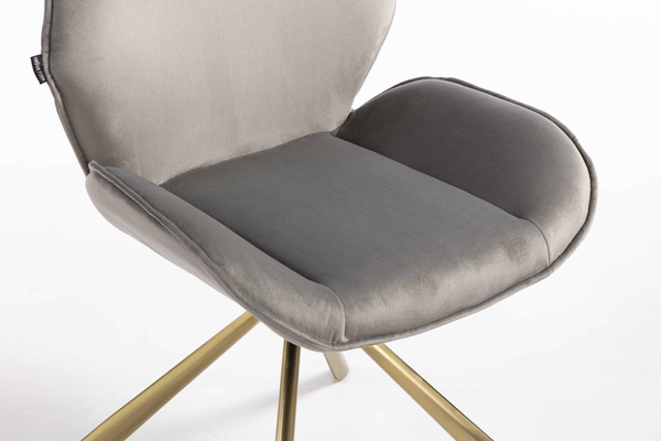 HR350 BAZĂ STEA Scaun Gray din Catifea Bază Aurie