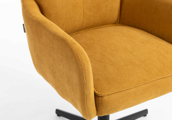 HR250CROSS Scaun Catifea Reiată Premium Ruloare Curry Galben Bază Neagră