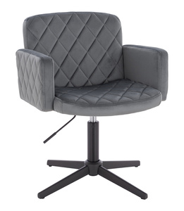 HR802CROSS Scaun Grafit din Catifea cu Bază Neagră