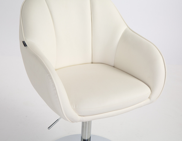 HR2055N Scaun Alb din Piele Ecologica cu Bază Cromata