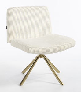 HR150 BAZĂ STEA Scaun Alb din Catifea Reiată cu Bază Aurie