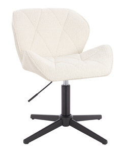 HR111CROSS Scaun Crem Boucle cu Bază Neagră