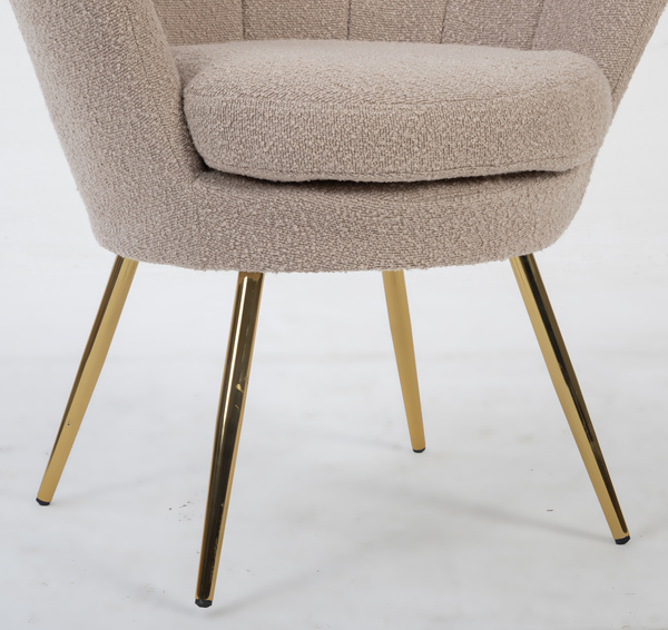 Fotoliu FREY Latte din Boucle cu Picioare Aurii