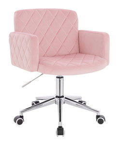 HR802K Scaun Roz Pudra din Catifea cu Bază Cromata