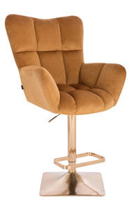 HR650KW Scaun Galben Catifea cu Bază Aurie