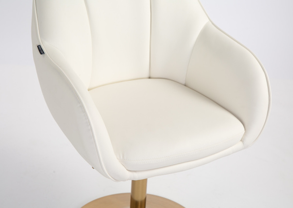 HR2055N Scaun Alb din Piele Ecologica cu Bază Aurie