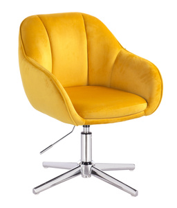 HR2055CROSS Scaun Galbenă din Catifea cu Bază Cromata