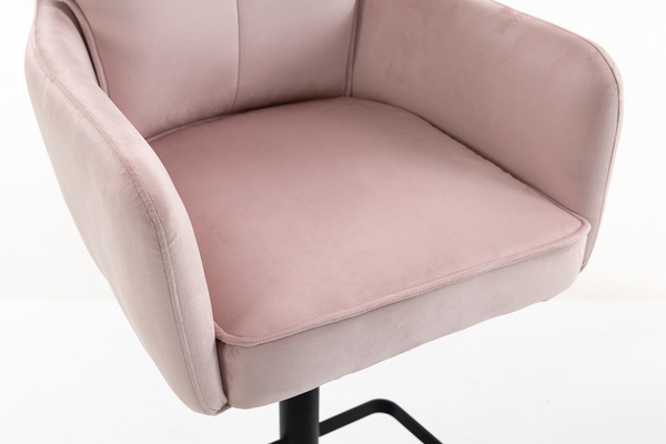 HR250KW Scaun Catifea Roz Pudra Bază Neagră