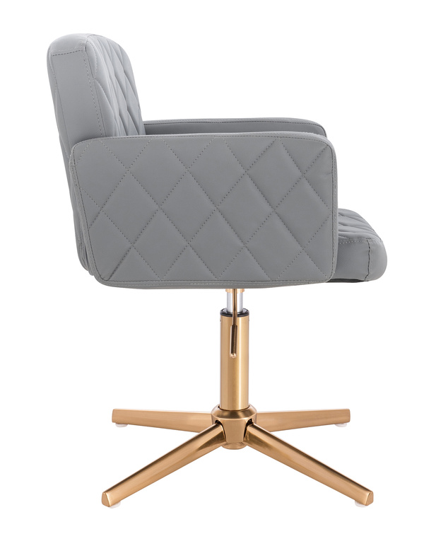 HR802CROSS Scaun Gri din Piele Ecologica cu Bază Aurie