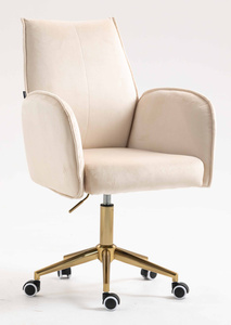 HR280K Scaun Crem din Catifea cu Bază Aurie