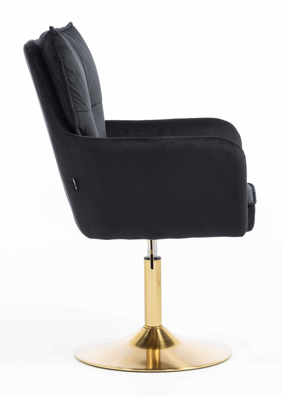 HR250N Scaun Catifea Neagră Bază Aurie