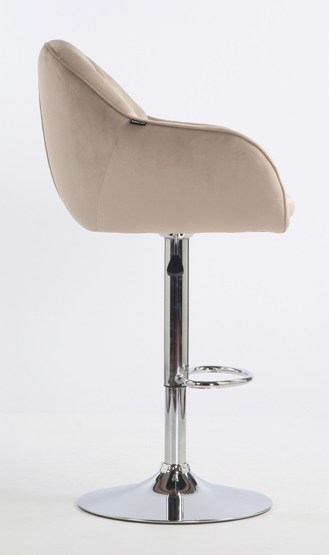 HR2055W Scaun Latte din Catifea cu Bază Cromata