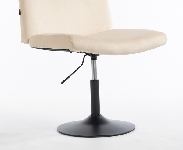 HR150N Scaun Crem din Catifea cu Bază Neagră