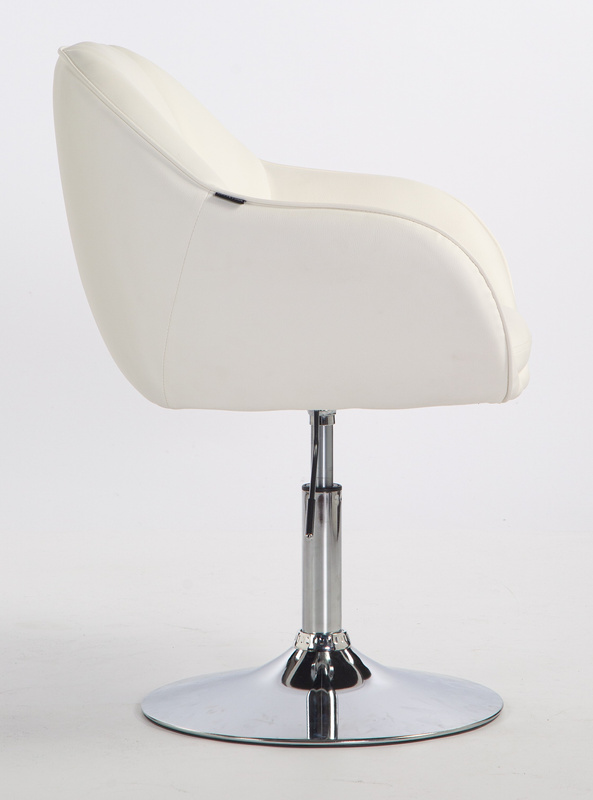 HR2055N Scaun Alb din Piele Ecologica cu Bază Cromata