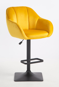 HR2055KW Scaun Galbenă din Catifea cu Bază Neagră