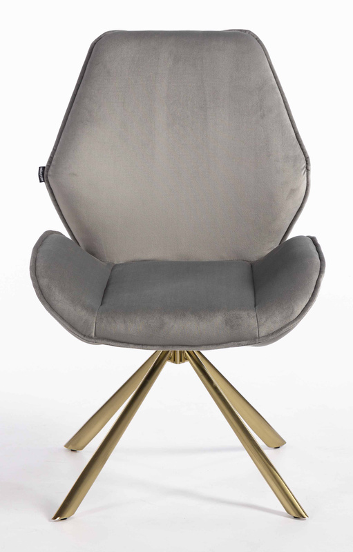 HR350 BAZĂ STEA Scaun Gray din Catifea Bază Aurie