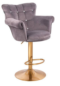 HR804CW scaun Catifea Grafit cu Bază Aurie