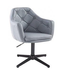HR831CROSS Scaun Piele Ecologica Gri cu Bază Neagră