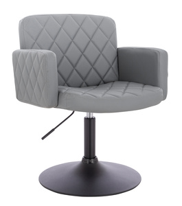 HR802N Scaun Gri din Piele Ecologica cu Bază Neagră