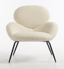 HR2045 Scaun Crem Boucle cu Bază Neagră