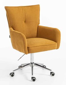 HR250K Scaun Catifea Reiată Premium Ruloare Curry Galben Bază Cromata