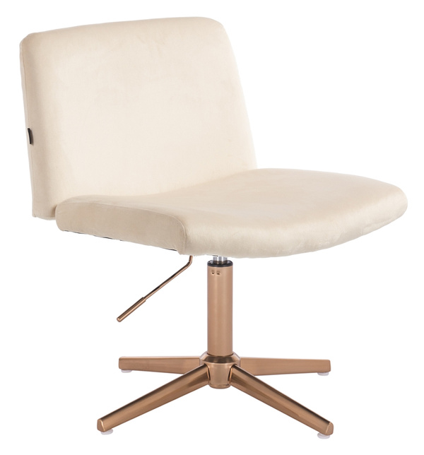 HR150CROSS Scaun Crem din Catifea cu Bază Aurie