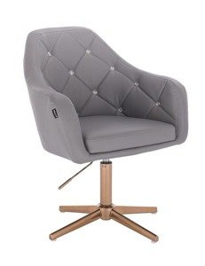 HR830CROSS Scaun Gri de Piele cu Bază Aurie