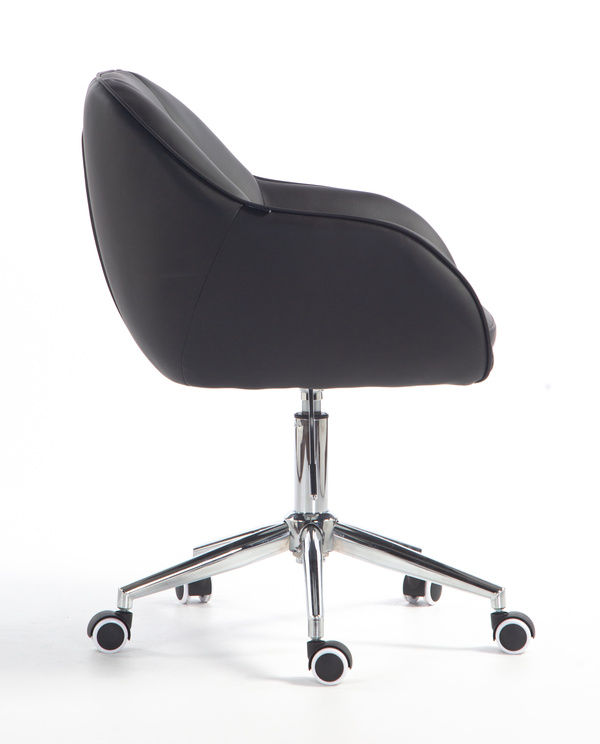 HR2055K Scaun Neagră din Piele Ecologica cu Bază Cromata