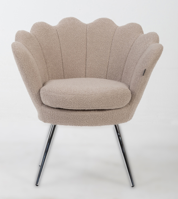 Fotoliu FREY Latte din Boucle cu Picioare Cromata