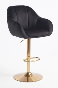 HR2055W Scaun Neagră din Catifea cu Bază Aurie