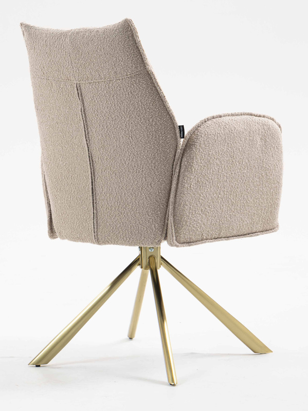 HR280 BAZĂ STEA Scaun Latte Boucle cu Bază Aurie