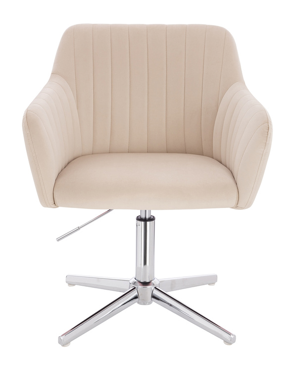 HR190CROSS Scaun Crem din Catifea cu Bază Cromata