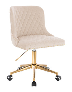 HR940K Scaun Crem din Catifea cu Bază Aurie