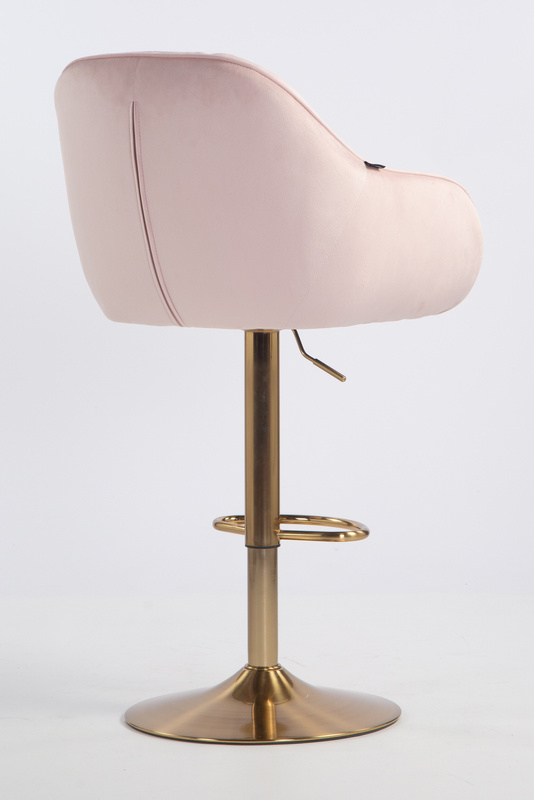 HR2055W Scaun Roz Pudra din Catifea cu Bază Aurie