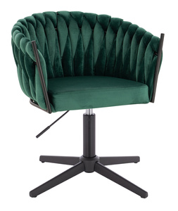 HR750CROSS Scaun Verde din Catifea cu Bază Neagră