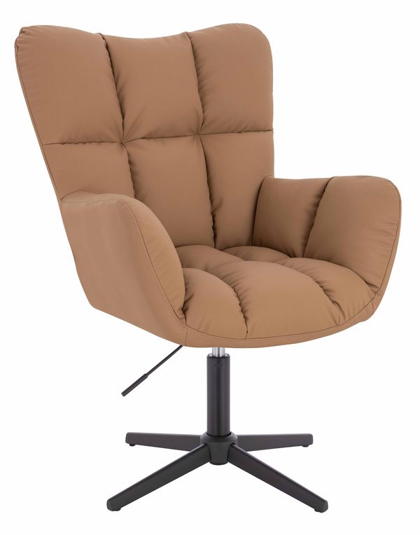 HR650CROSS Scaun Caramel Piele Ecologica Premium Soft cu Bază Neagră