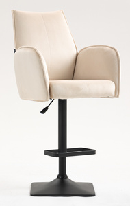 HR280KW Scaun Crem din Catifea cu Bază Neagră