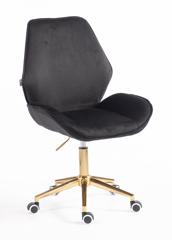 HR350K Scaun Neagră din Catifea Bază Aurie