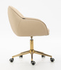 HR2055K Scaun Crem din Piele Ecologica cu Bază Aurie
