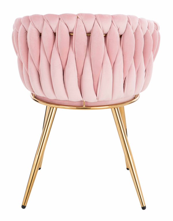 HR750 Scaun cu picioare Aurie Roz Pudra din Catifea
