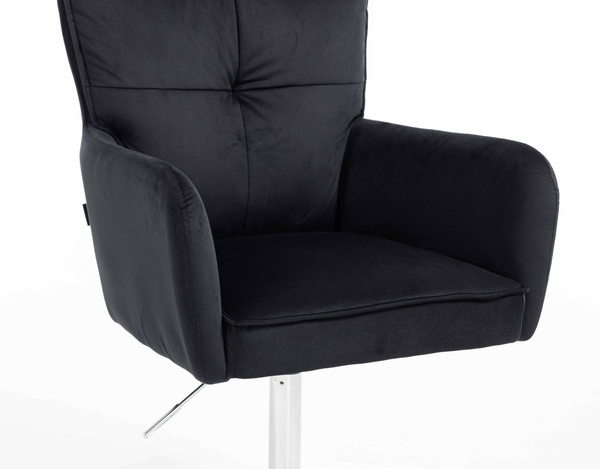 HR250N Scaun Catifea Neagră Bază Cromata