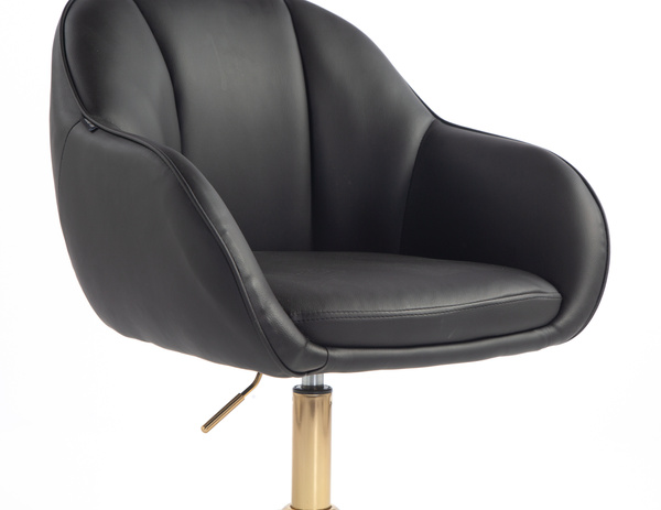 HR2055K Scaun Neagră din Piele Ecologica cu Bază Aurie