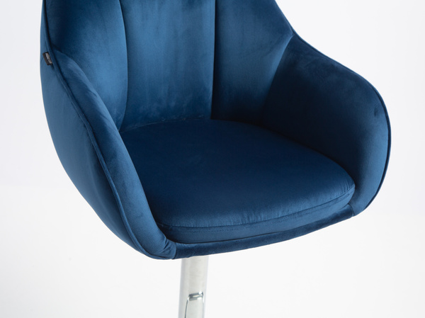 HR2055W Scaun Bleumarin din Catifea cu Bază Cromata