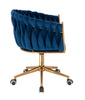 HR750K Scaun Bleumarin din Catifea cu Bază Aurie