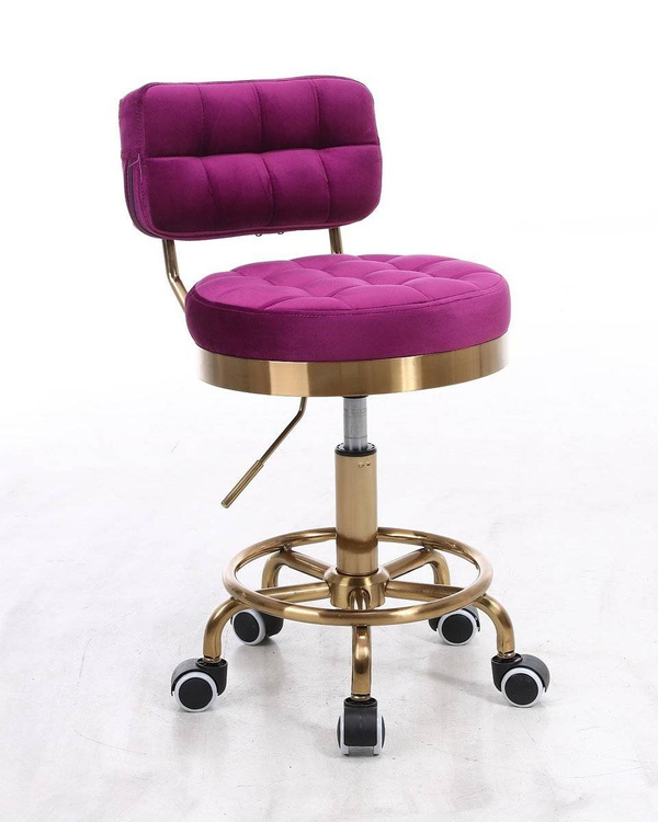 HR636 Scaun Fucsia Catifea cu Bază Aurie