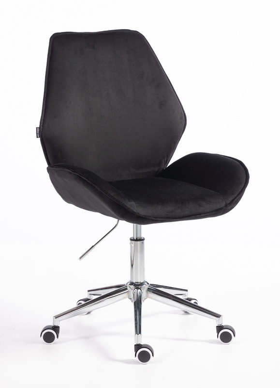 HR350K Scaun Neagră din Catifea Bază Cromata