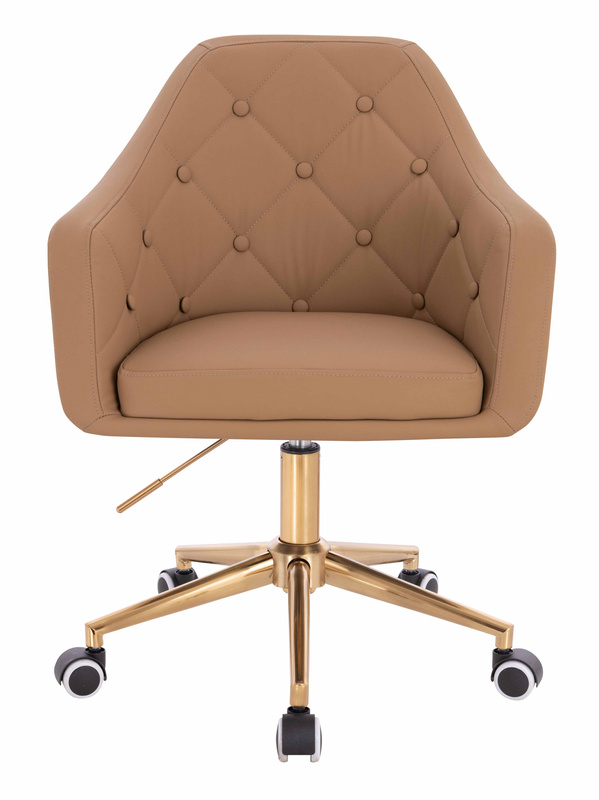 HR831K Scaun Caramel Piele Ecologica Premium Soft cu Bază Aurie