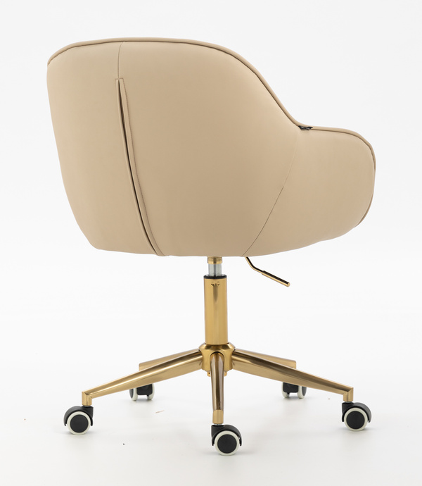 HR2055K Scaun Crem din Piele Ecologica cu Bază Aurie