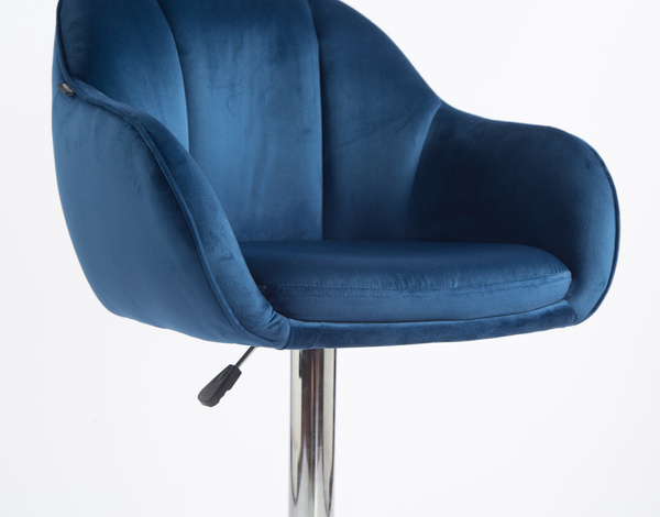 HR2055W Scaun Bleumarin din Catifea cu Bază Cromata